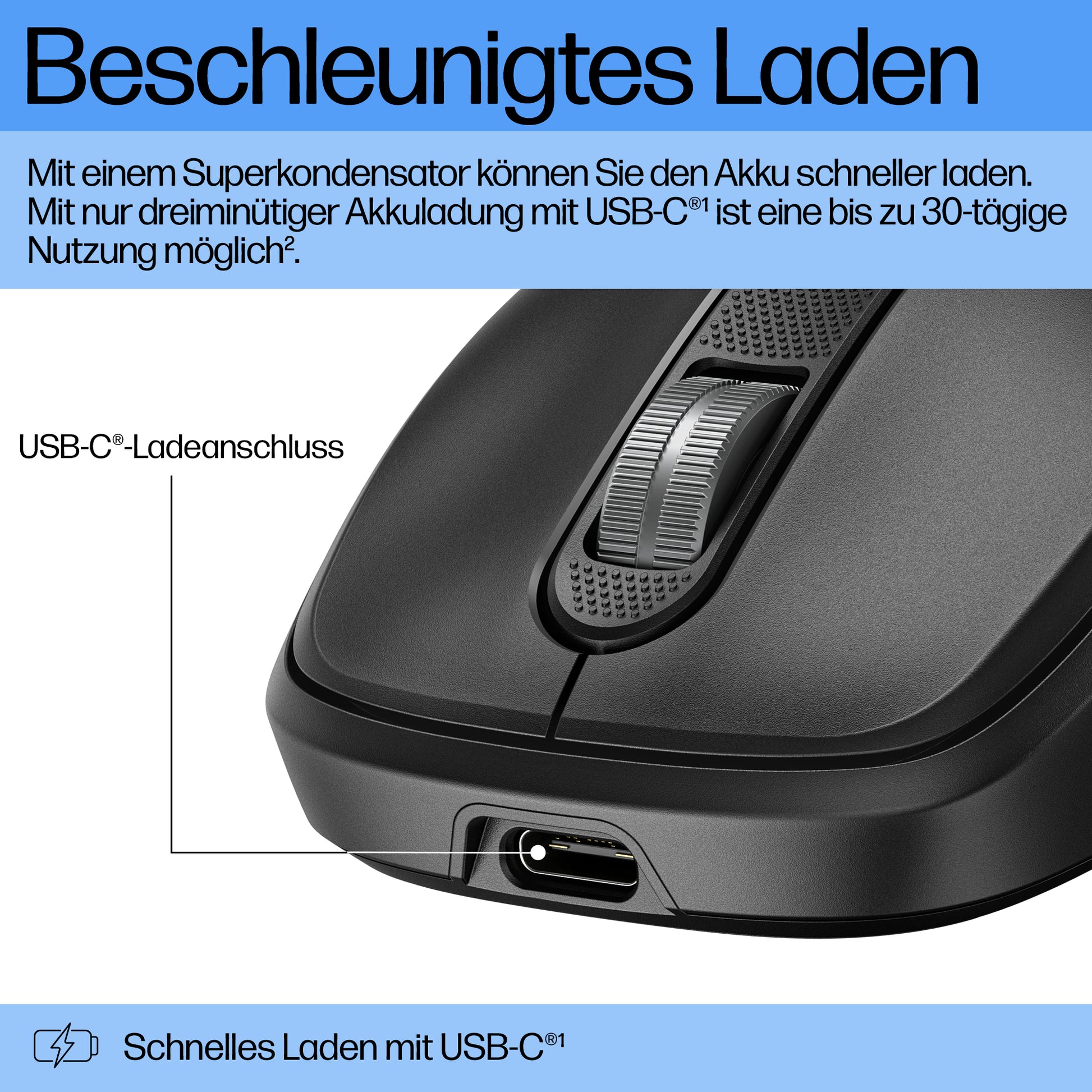 HP 510 Ultra-Schnelle Wiederaufladbare Maus – Kabellos (2,4 GHz), 4000 DPI, Beidhändig, Schwarz