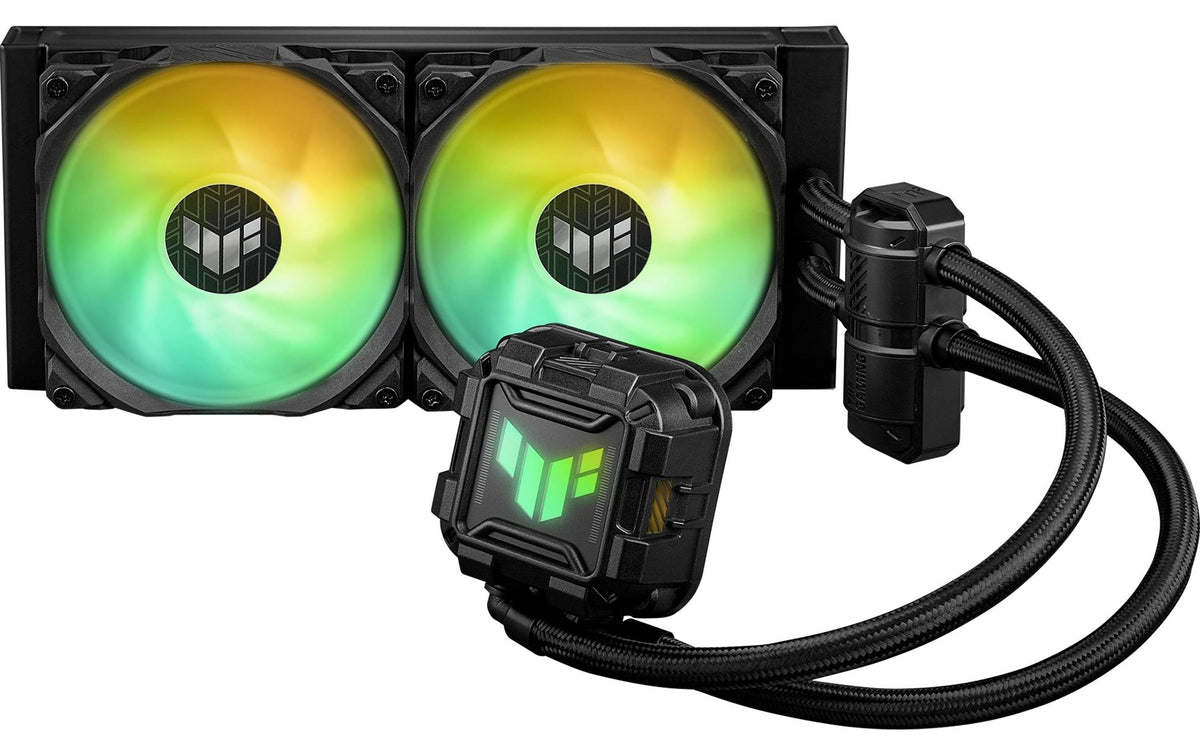 ASUS TUF Gaming LC II 240 ARGB – Flüssigkeitskühler – 240 mm, 2×120 mm Lüfter, 800–2000 U/min, Schwarz