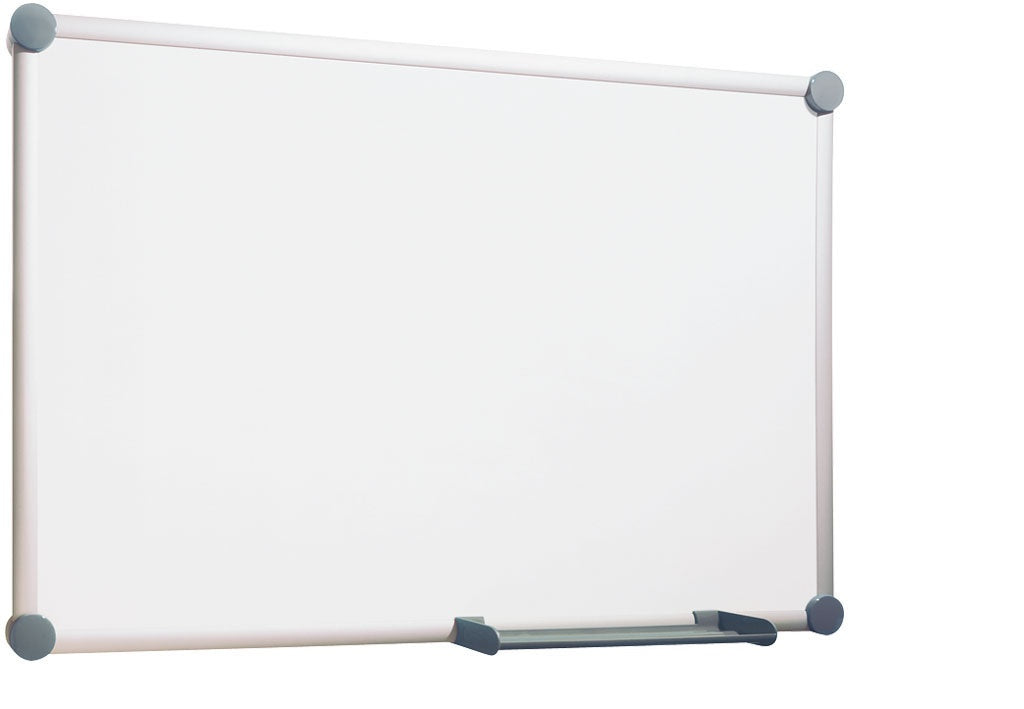 MAUL Whiteboard – 240 × 120 cm, Emaille, magnetisch, Alurahmen, inkl. Ablageschale, Eckkappen
