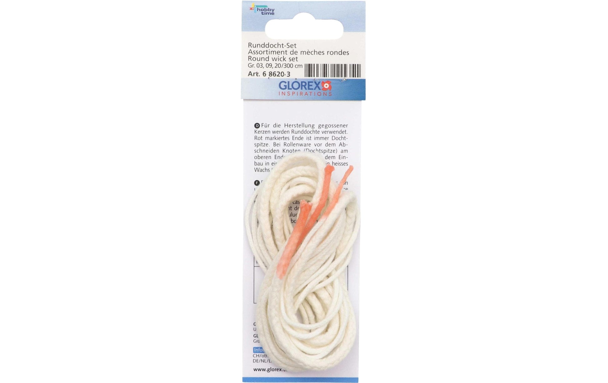 Glorex – Kerzendocht, Weiss, 1 m, 3 Stk.