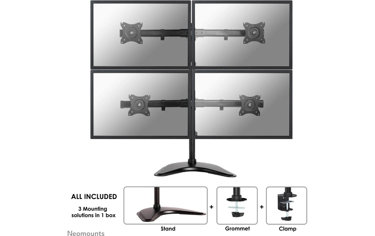 Neomounts Monitorarm, 4, bis 27", VESA 75 × 75/100 × 100 mm, 8 kg, schwarz