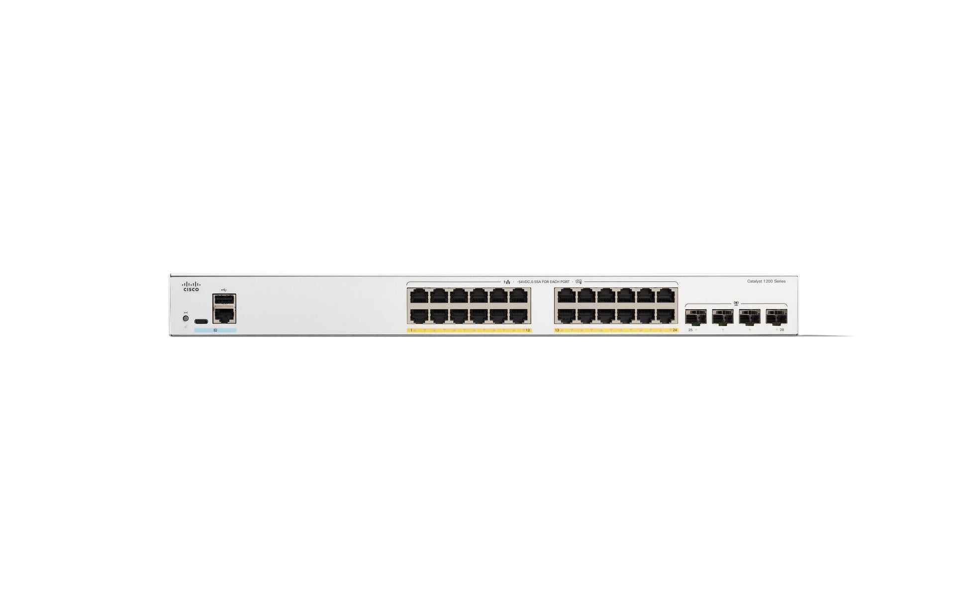 Cisco Catalyst 1200 – Managed Switch – 28×GbE, 4×SFP, L2, PoE 195 W, 1U