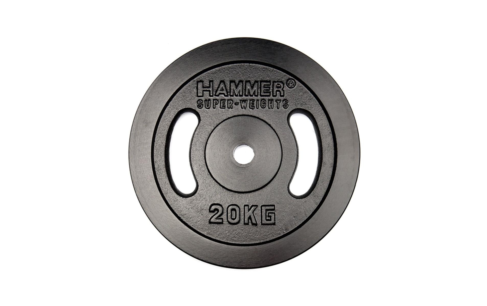 HAMMER Hantelscheibe, 20 kg, 3 cm – Schwarz, Gusseisen
