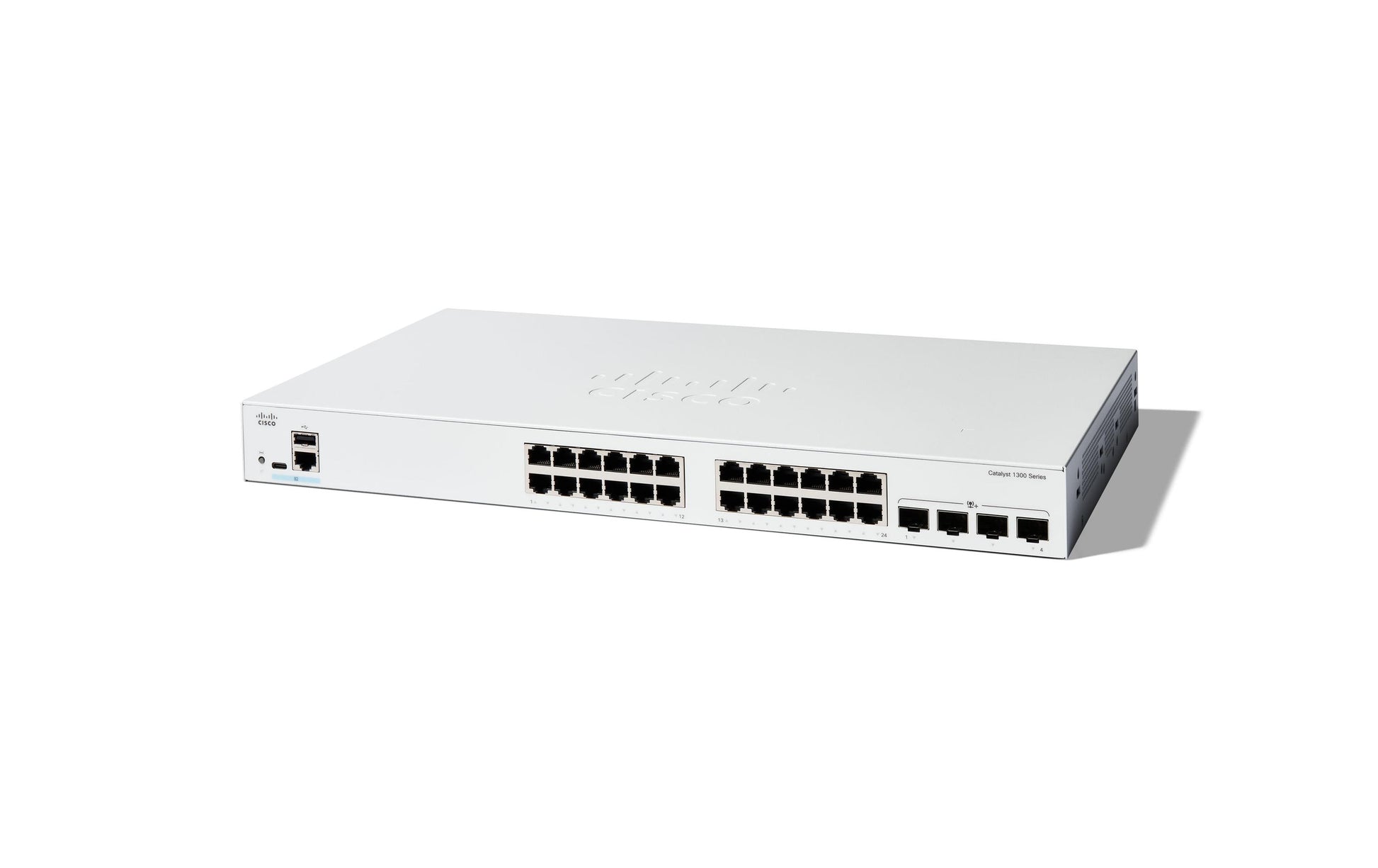 Cisco Catalyst 1300 – Managed Switch – 24×GbE, 4×10G SFP+, L2+/L3, PoE+ 375 W, 1U