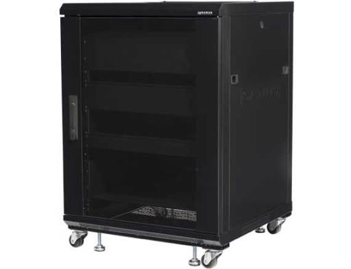 SANUS CFR2115 – Freistehendes Rack, 15U, Tragkraft 226,8 kg, Lenkrollen, Schwarz