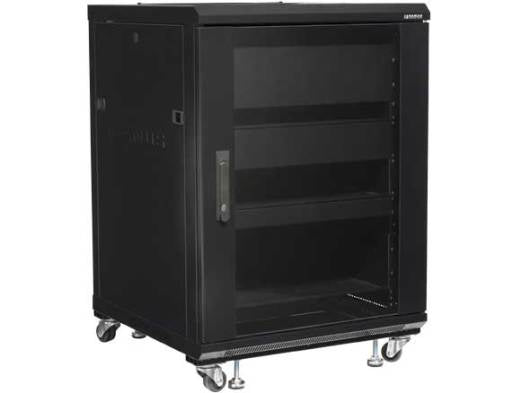 SANUS CFR2115 – Freistehendes Rack, 15U, Tragkraft 226,8 kg, Lenkrollen, Schwarz