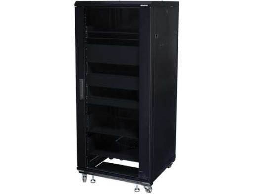 SANUS CFR2127 – Freistehendes Rack 27U, 340,2 kg Traglast, Lenkrollen, Schwarz