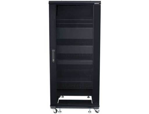 SANUS CFR2127 – Freistehendes Rack 27U, 340,2 kg Traglast, Lenkrollen, Schwarz