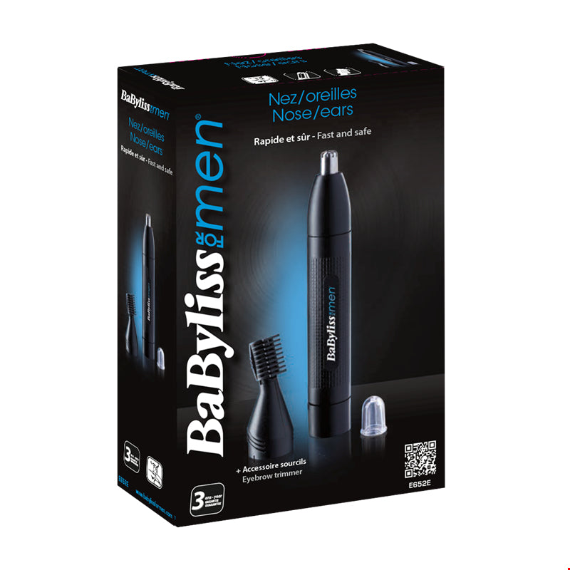 BaByliss Präzisionstrimmer E652E – Ohr & Nase, AA-Batterie inkl. – Schwarz
