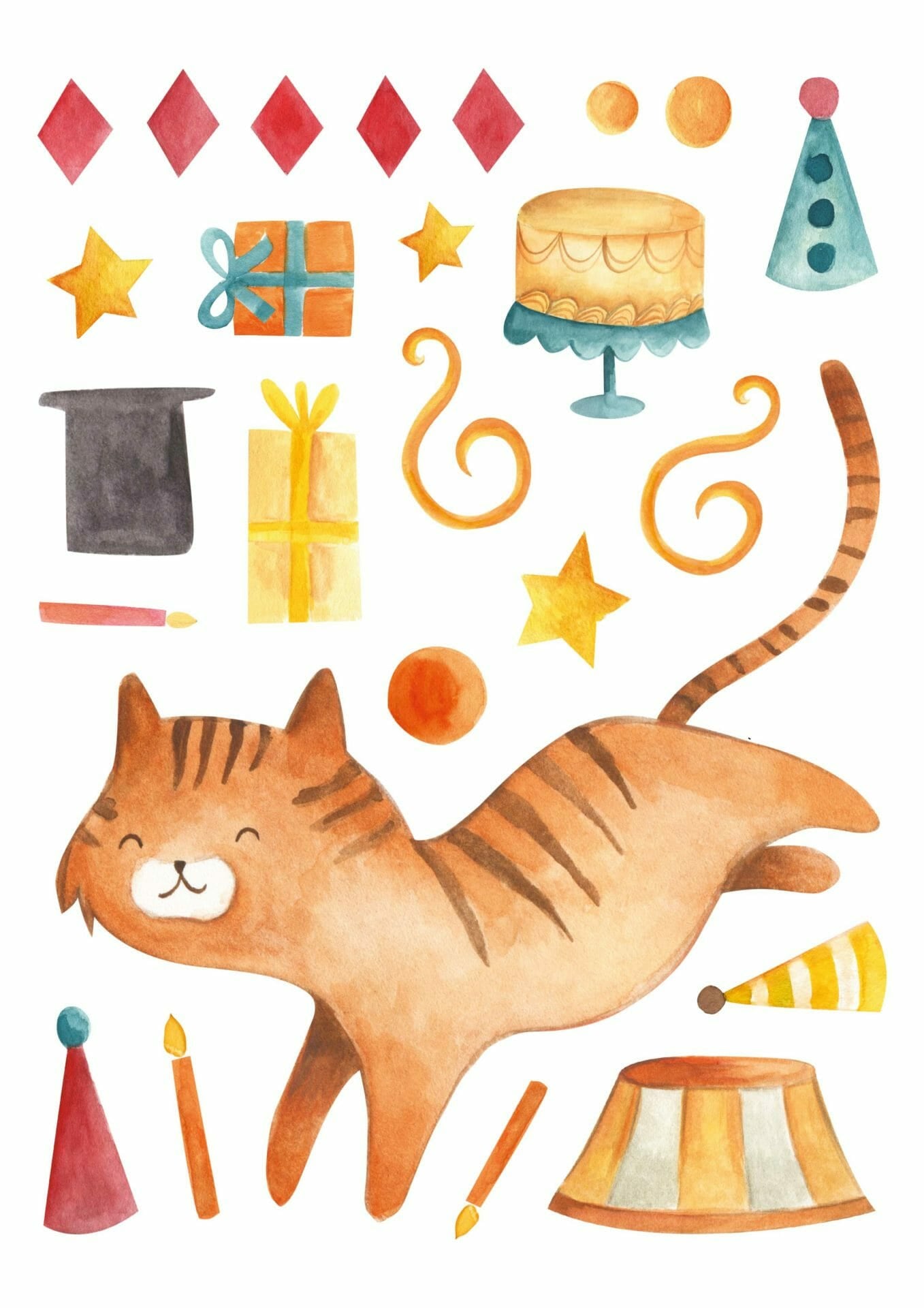 Papierdrachen Wandtattoos-Set Zirkus – für Glas, Spiegel, Kunststoff u. a. – Papier, mehrfarbig – 8-teilig