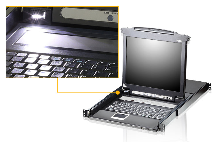 ATEN CL5708N – KVM-Switch – 19"/48,3 cm LCD, 8×USB/PS/2, VGA, 1U, Schwarz