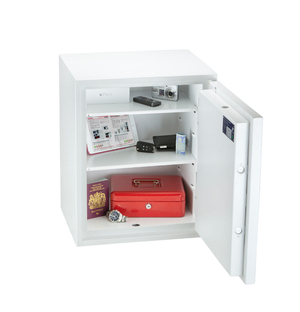 Phoenix Safe Co. Phoenix Tresor FORTRESS II SS1183E – Elektronikschloss – 43 l – Einbruchschutzklasse S2 – Bodenmontage – Weiss