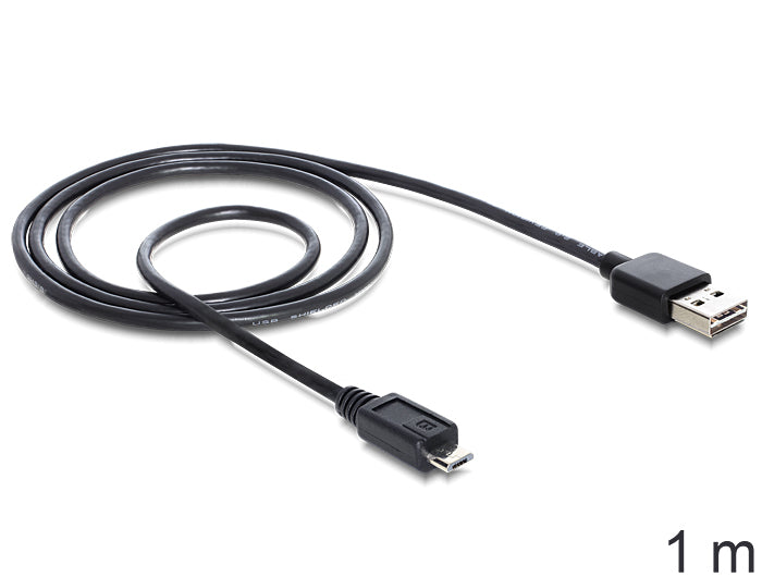DeLOCK USB-A auf Micro-USB-B Kabel – USB 2.0 (480 Mbit/s) – 1 m – Goldstecker – Schwarz