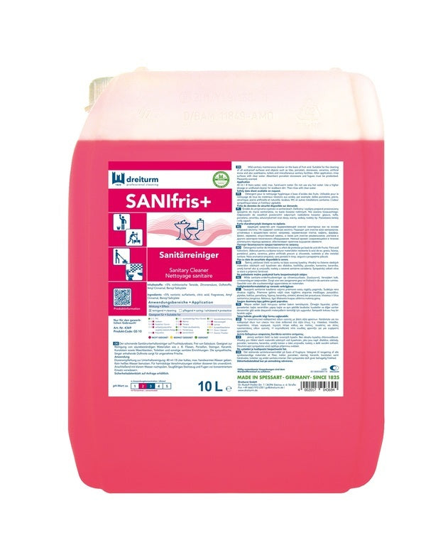 Dreiturm Bad-/Kalkreiniger für Porzellan, Spiegel, Kunststoff – Rosa, Flüssigkeit, Kanister – 10 l