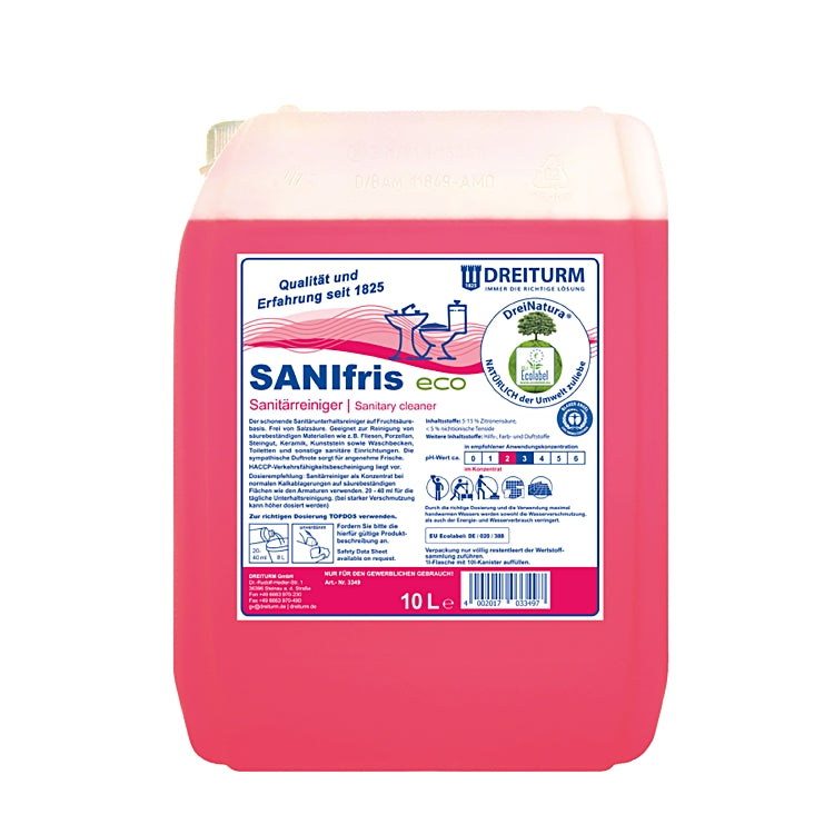 Dreiturm SANIfris eco DreiNatura Bad-/Kalkreiniger – Fruchtsäurebasis, Kanister – 10 l