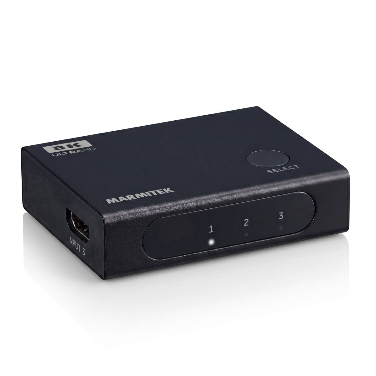Marmitek Connect 730 – HDMI Switch, 3× HDMI In / 1× HDMI Out, 8K@60 Hz, HDMI 2.1, HDR, HDCP 2.3, Schwarz