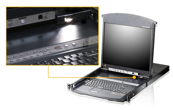 ATEN 17" Rack-LCD-Konsole – 16-Port VGA KVM-Switch – 1600 × 1200, USB/PS/2, KVM-over-IP – 1U