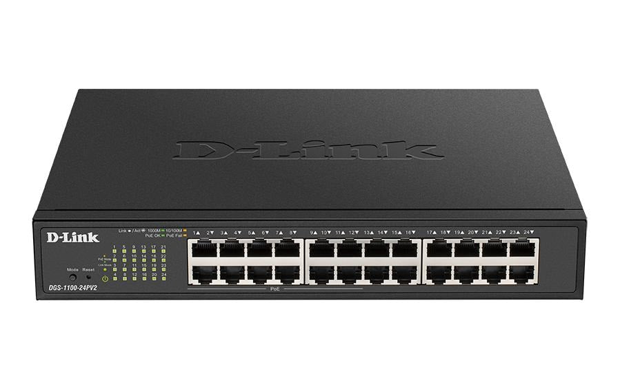 D-Link DGS-1100-24PV2 – Managed Switch – 24×GbE, L2, PoE+ 100 W, 19" Rack