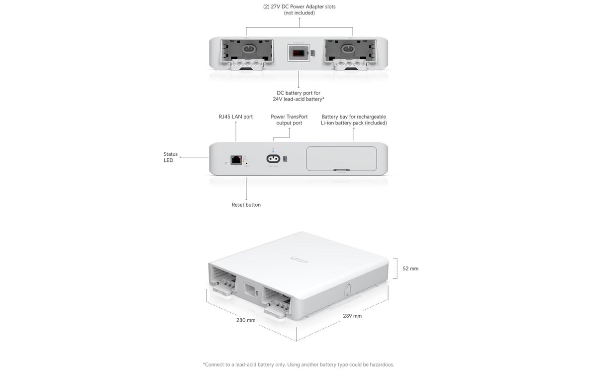 Ubiquiti UISP-P Netzteil 100 W – 115 Wh Li-Ion, RJ-45×1 – für UISP-Konsole, UISP-Router und andere – weiss