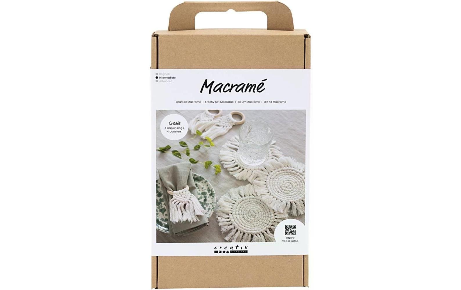 Creativ Company Makramee-Set – Tischdekoration – 2-teilig – ab 10 Jahren – Garn, Buche