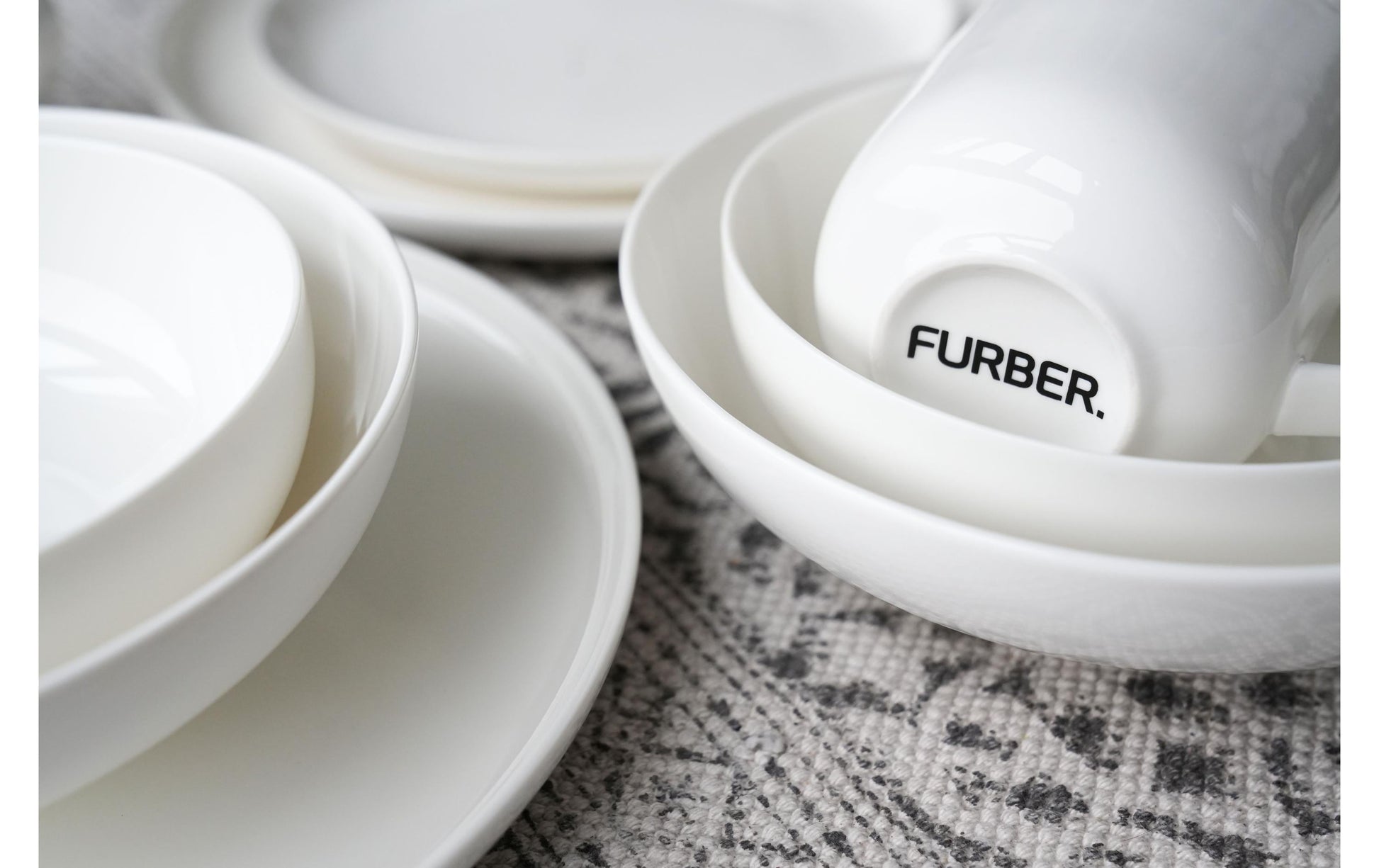 Furber. Furber Teller – 6er Set, Ø 21 cm, Knochenporzellan, Weiss, spülmaschinenfest