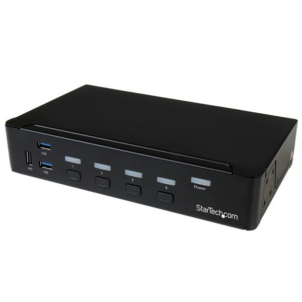StarTech.com 4-Port DP KVM-Switch – 4K/30 Hz, USB 3.0-Hub, Audio, Rack-Einbau