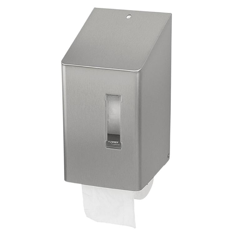 Ophardt Toilettenpapierspender – Edelstahl, für 2 Kompaktrollen, wandmontiert, 14,3 × 16,8 × 27,2 cm