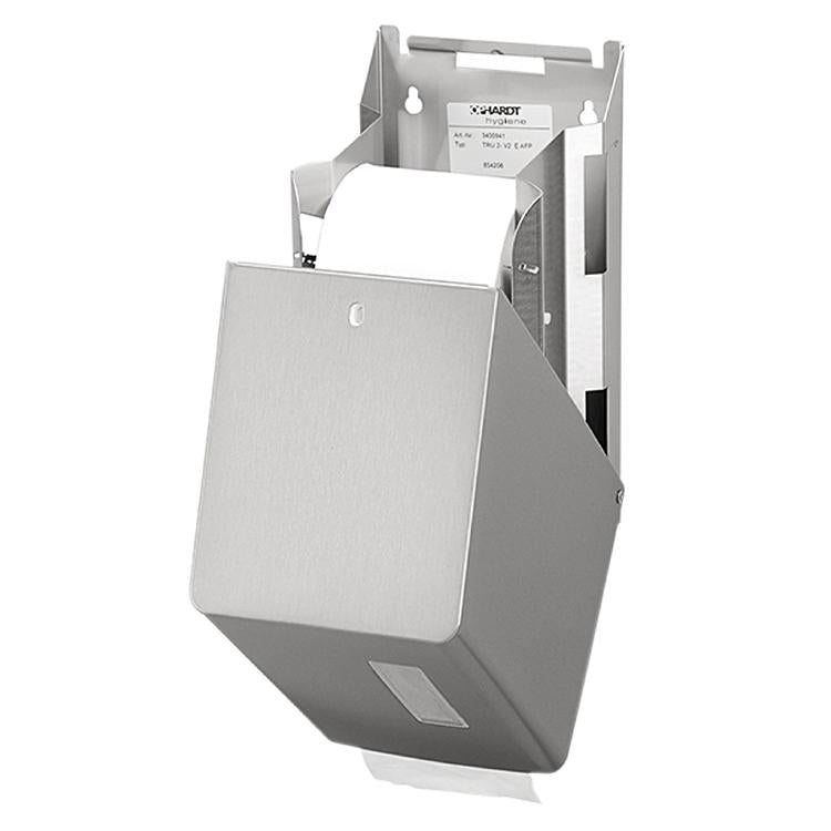 Ophardt Toilettenpapierspender – Edelstahl, für 2 Kompaktrollen, wandmontiert, 14,3 × 16,8 × 27,2 cm