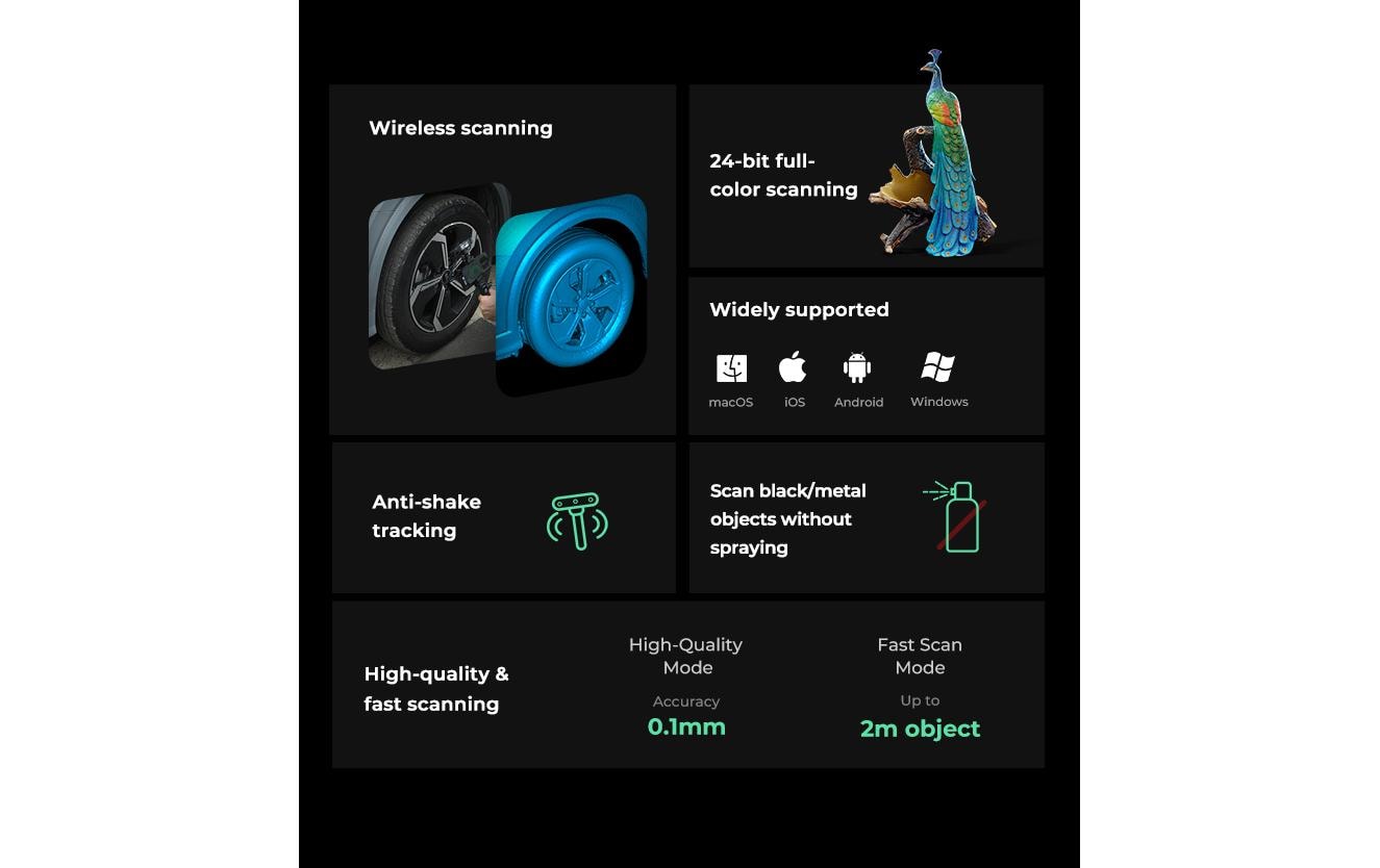 Creality 3D Creality Scan Ferret Pro – 3D-Scanner, 0,1 mm Präzision, Wi‑Fi 6, für iOS, macOS, Windows u. a.