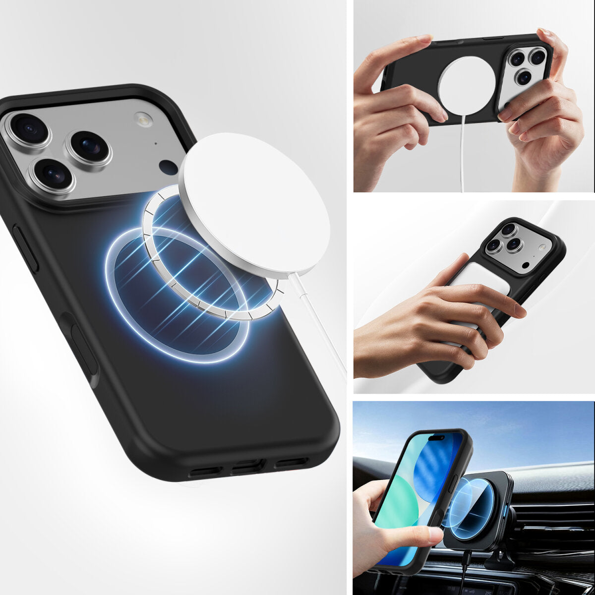 4smarts Cupertino Backcover – für Apple iPhone 17 Pro, MagSafe, Silikon+Mikrofaser, Schwarz