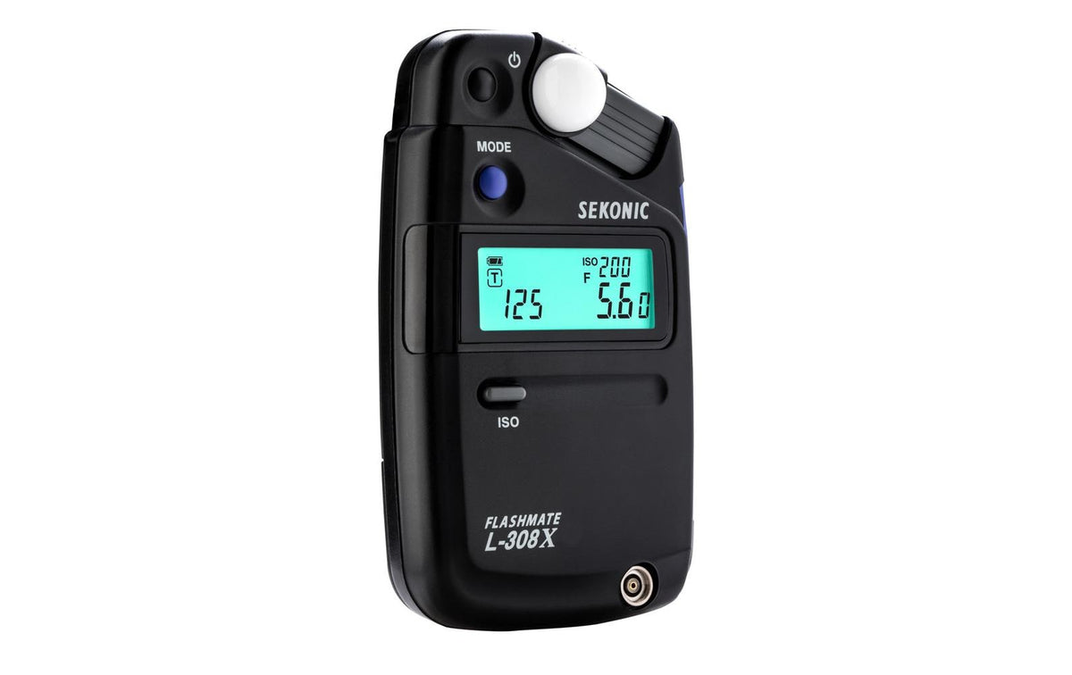 Sekonic Flashmate L-308X Lichtmesser – LCD, 2× AA (1,5 V), Silizium-Fotodiode – für Universal – Schwarz/Blau