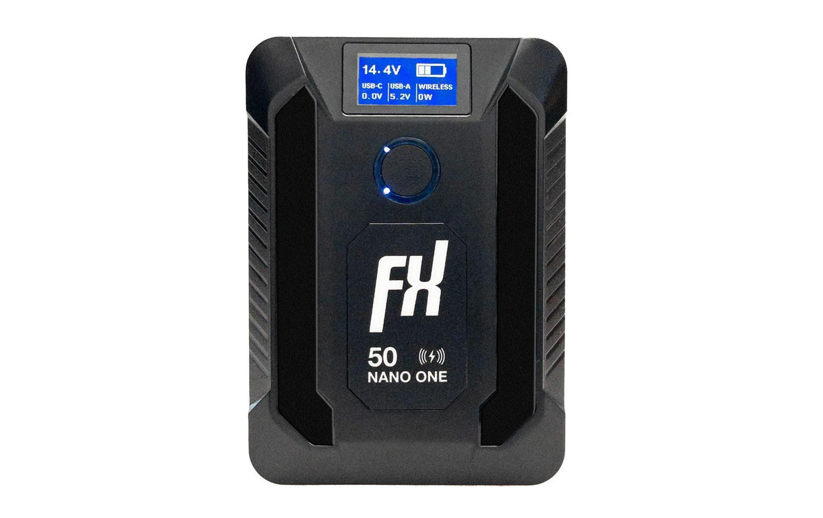 Fxlion NANO ONE V-Mount Akku – 50 Wh, 14,8 V, kabelloses Laden – für V-Mount-Systeme