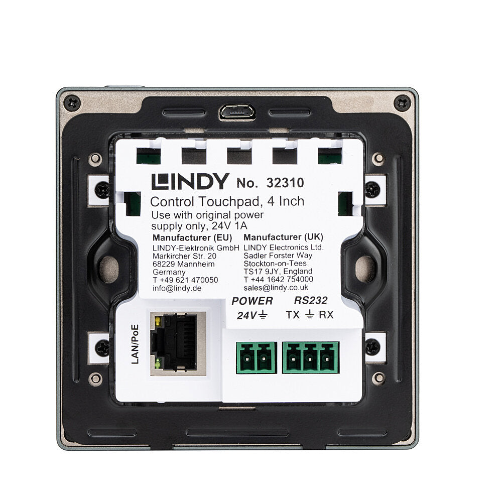 Lindy Control Touchpad – Touch-Panel-PC 4,0" – 720 × 720, Android 11, PCAP, Ethernet