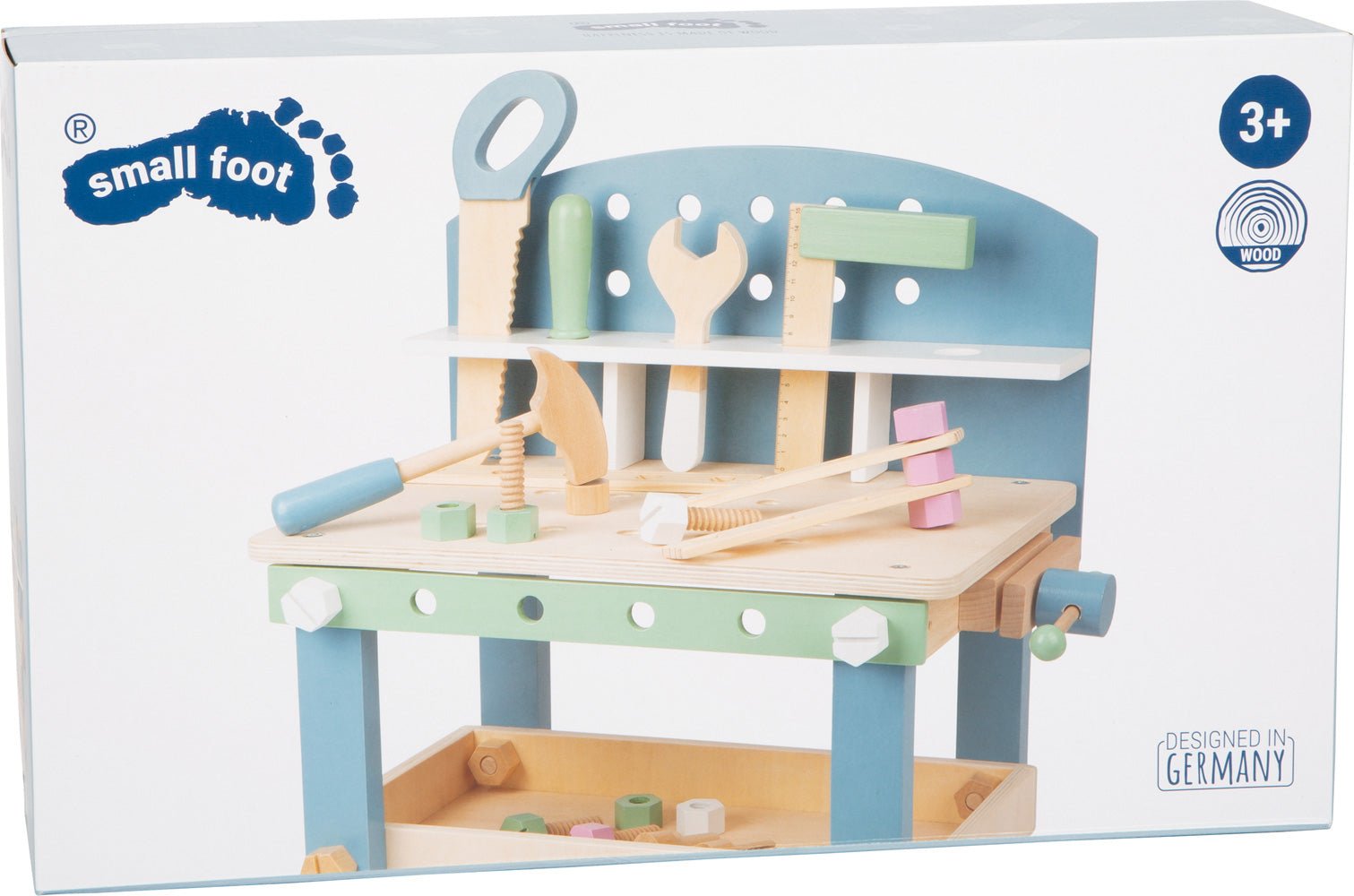 Small foot Kompakte Werkbank Nordic – 45 × 52 × 28 cm – ab 3 Jahren – Holz – Mehrfarbig