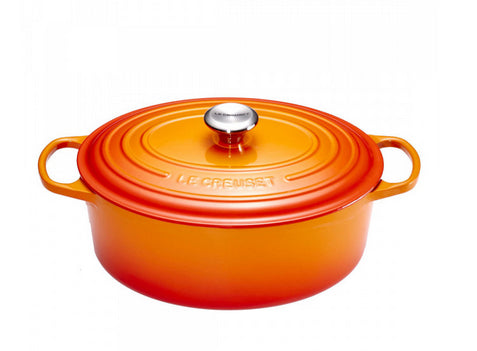 Le Creuset Fonduepfanne – Ø 31 cm, Gusseisen, für Induktion, Gas, Glaskeramik u. a., Orange
