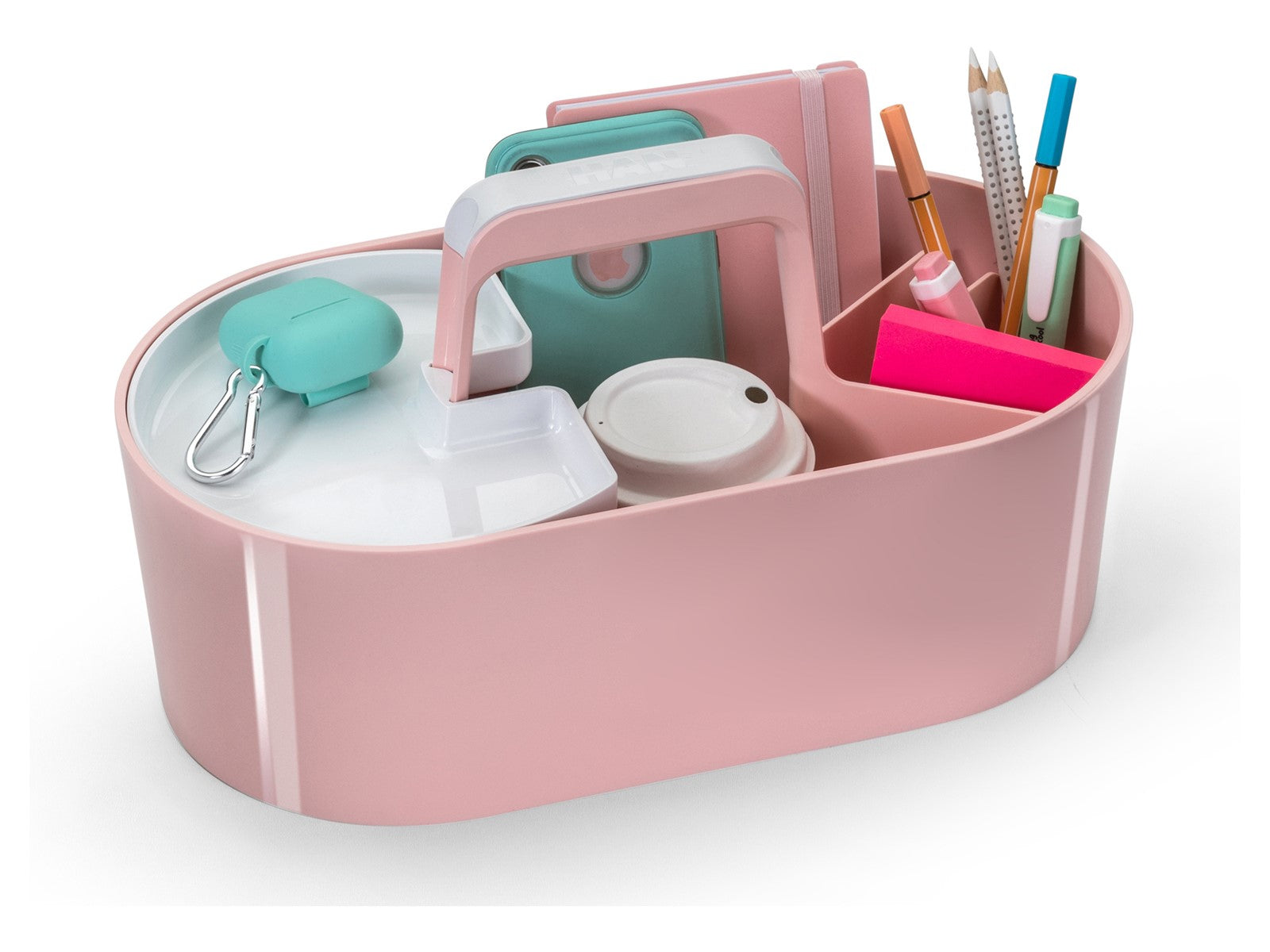 HAN Werkzeugkasten LOFT 1200-12 Aufbewahrungsbox – 4 Fächer, Rosa/Weiss, ABS, B 340 × H 190 × T 190 mm