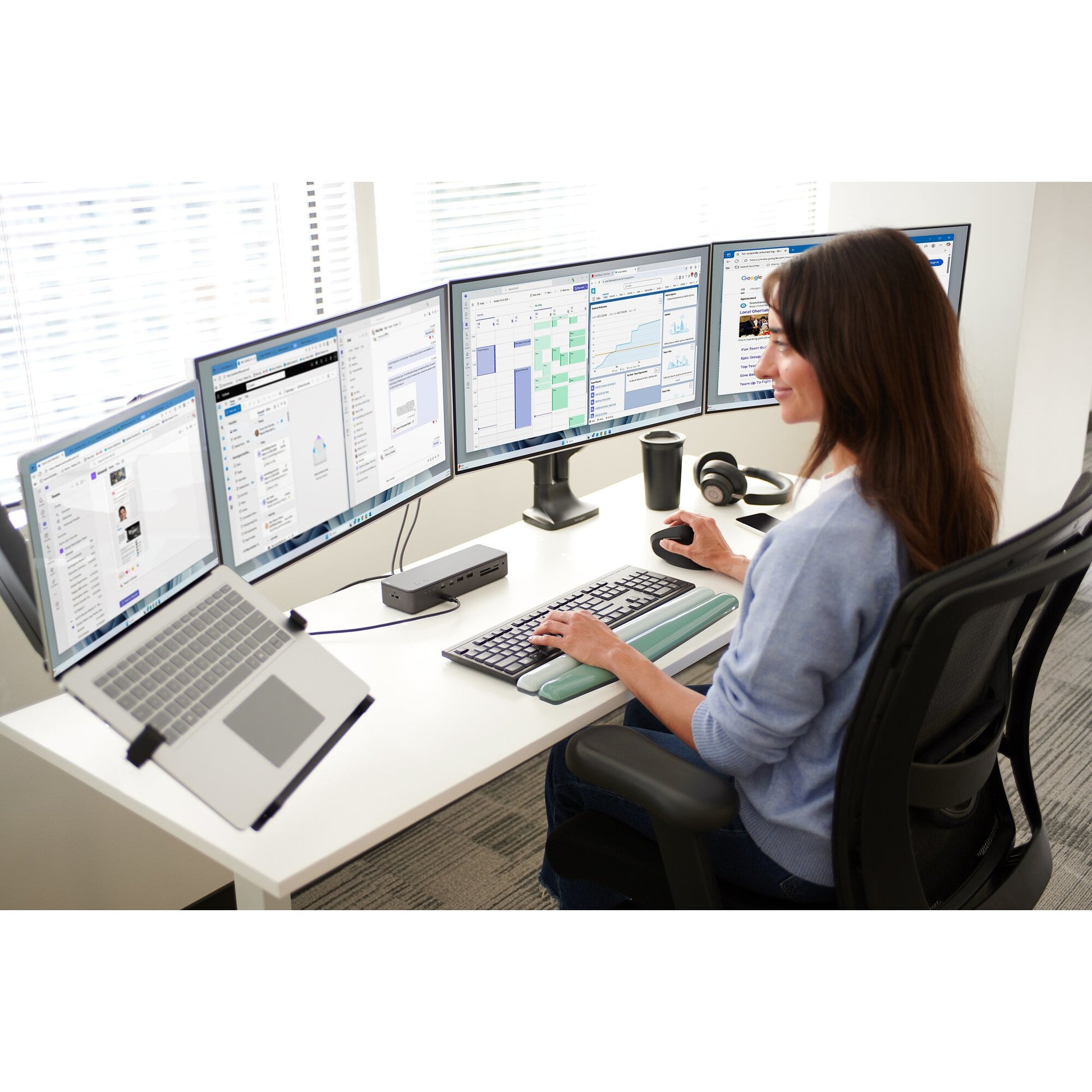 Kensington One Touch SmartFit – Monitorarm, 2 Monitore, Tischklemme, bis 34", VESA 75 × 75/100 × 100 mm, 9 kg