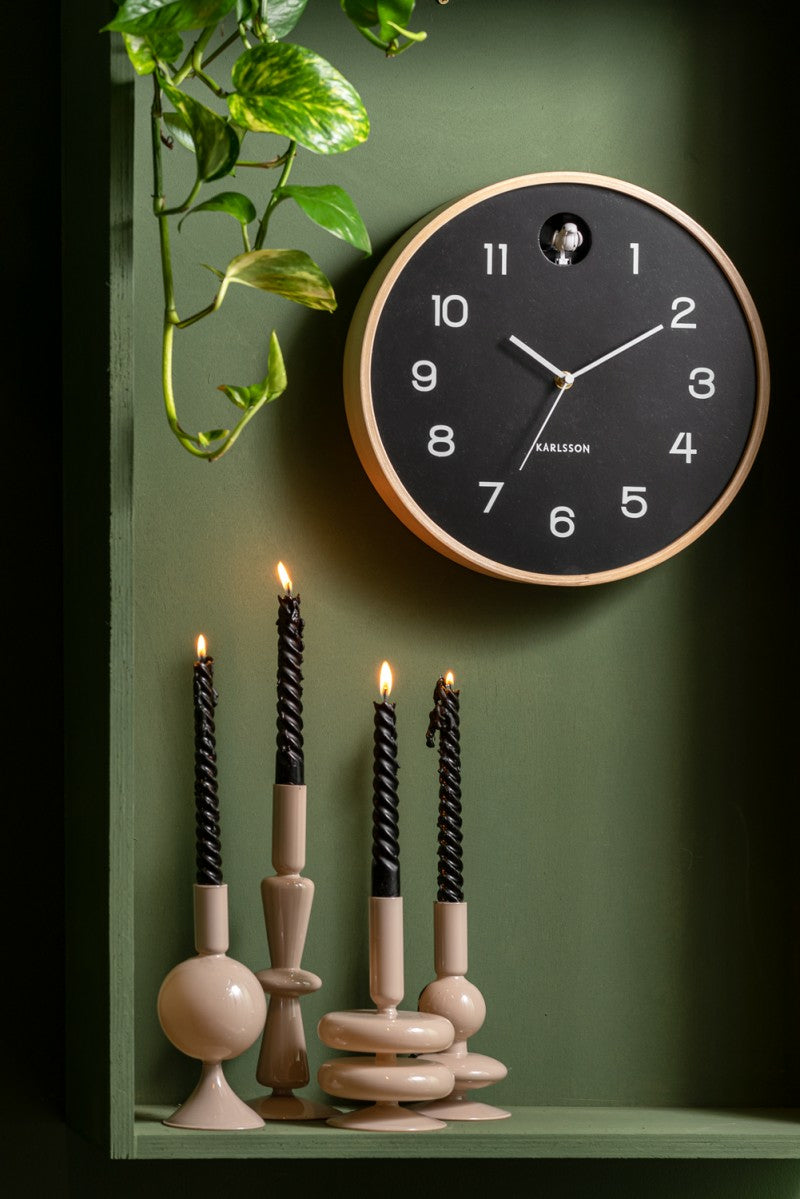 Karlsson Natural Cuckoo – Analoge Uhr, Birkenholz, Schwarz