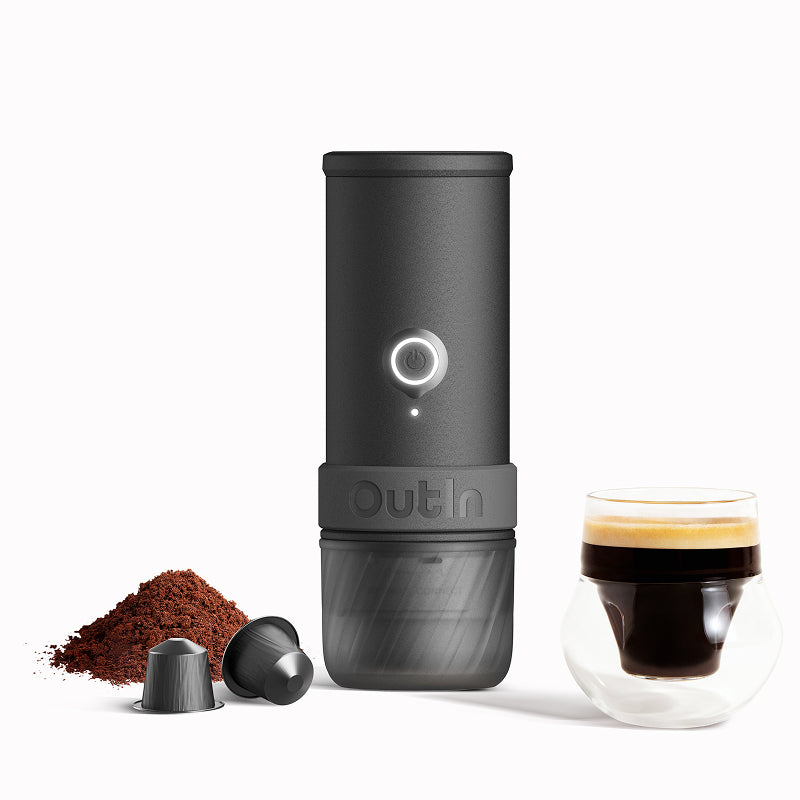 Outin Mino Kapselmaschine – 0,1 l, grau, 6,7 × 19,5 × 6,7 cm