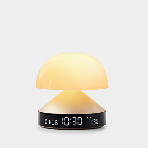 LEXON Lichtwecker Mina Sunrise – digital – 11 × 11 cm, gold, Aluminium, USB, 5 Wecktöne