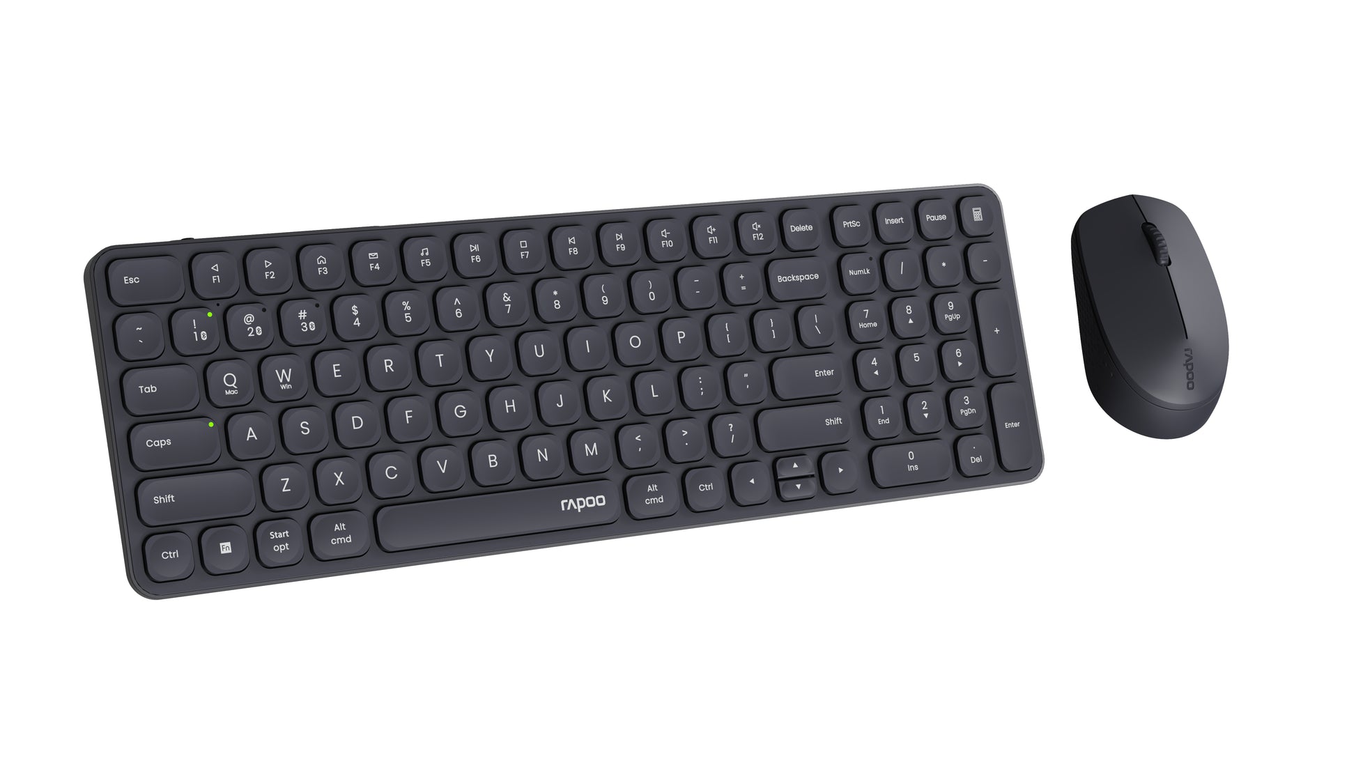 Rapoo 9710M – Tastatur, kabellos (Bluetooth/2,4 GHz), CH-Layout (DE-CH), Fullsize (mit Ziffernblock), grau – f