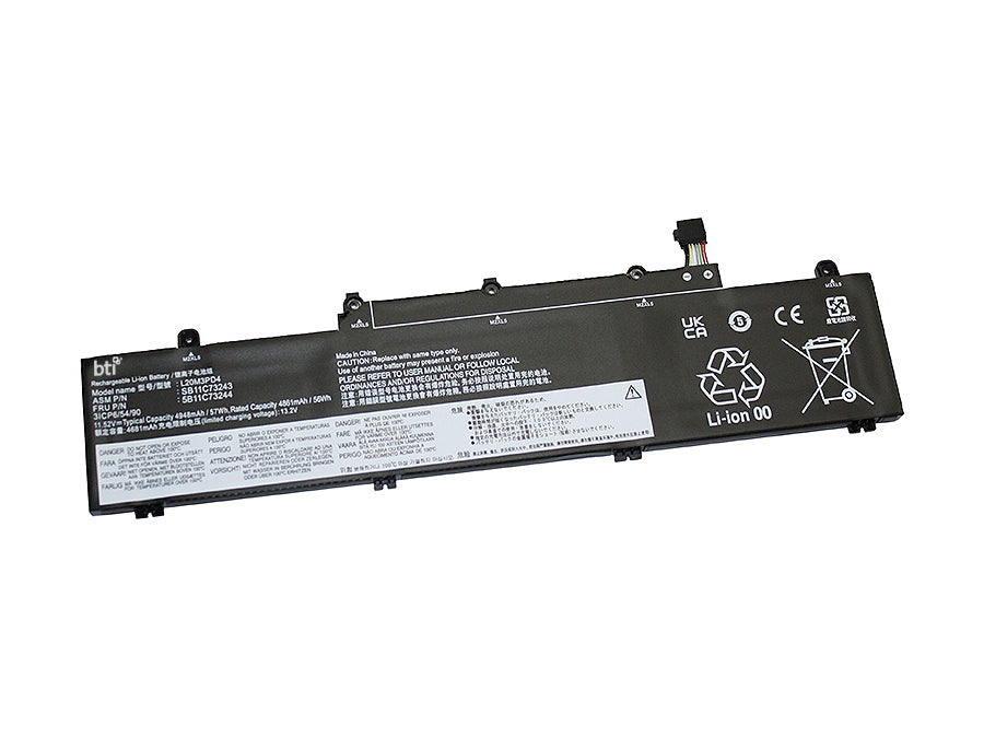 BTI Notebook-Akku – für Lenovo ThinkPad E14/E15 (2.–4. Gen.) – 57 Wh, 11,52 V (3 Zellen) – Schwarz