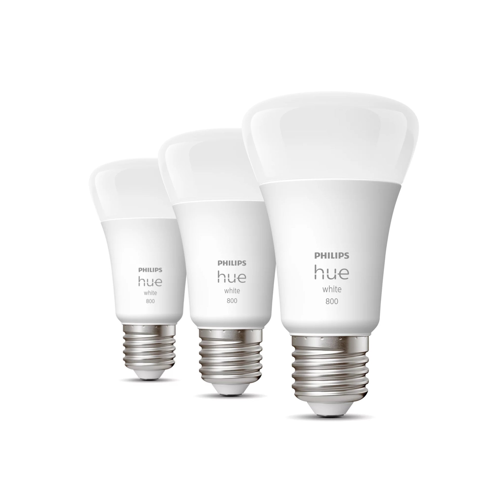 Philips by Signify Philips Hue Smart-Leuchtmittel E27 A60 – Warmweiss 2700 K, 800 lm, 9 W, Bluetooth, Zigbee – IP20 – 3 Stk.