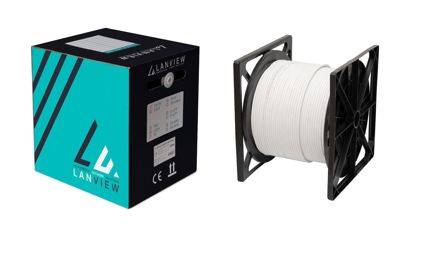 Lanview LVN122164 Cat6a F-UTP Kabel – AWG23, 305 m, LSZH, Weiss, Feuerklasse Cca