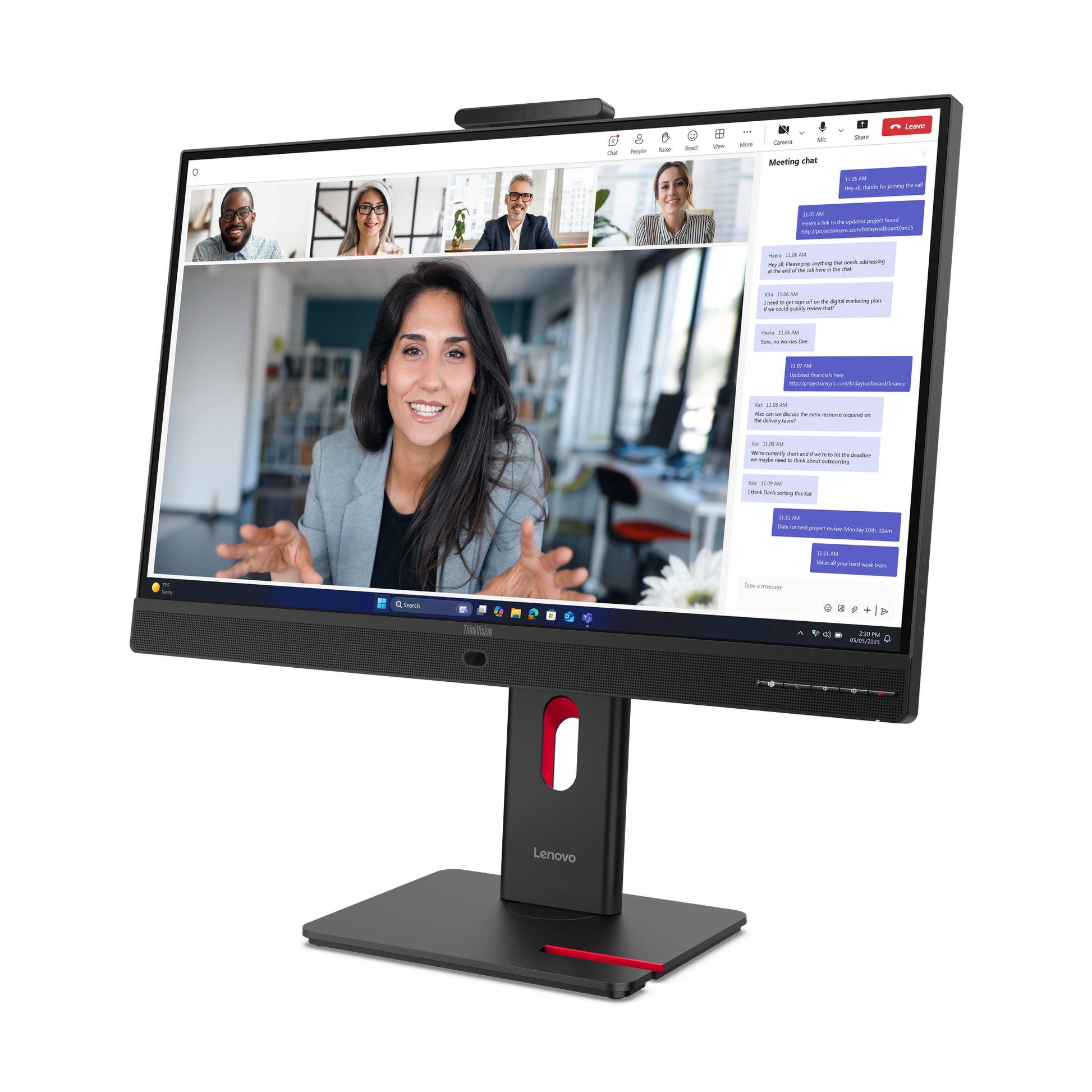 Lenovo T24-4v T244v (64B6MAT1EU) – 23,8", 1920 × 1080 (Full HD), IPS, 120 Hz, Webcam