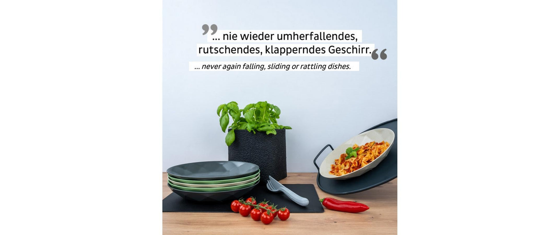 Silwy Frühstücksteller – 2er Set, Ø 24,0 cm, H 3,7 cm, Kunststoff, Grün, stapelbar