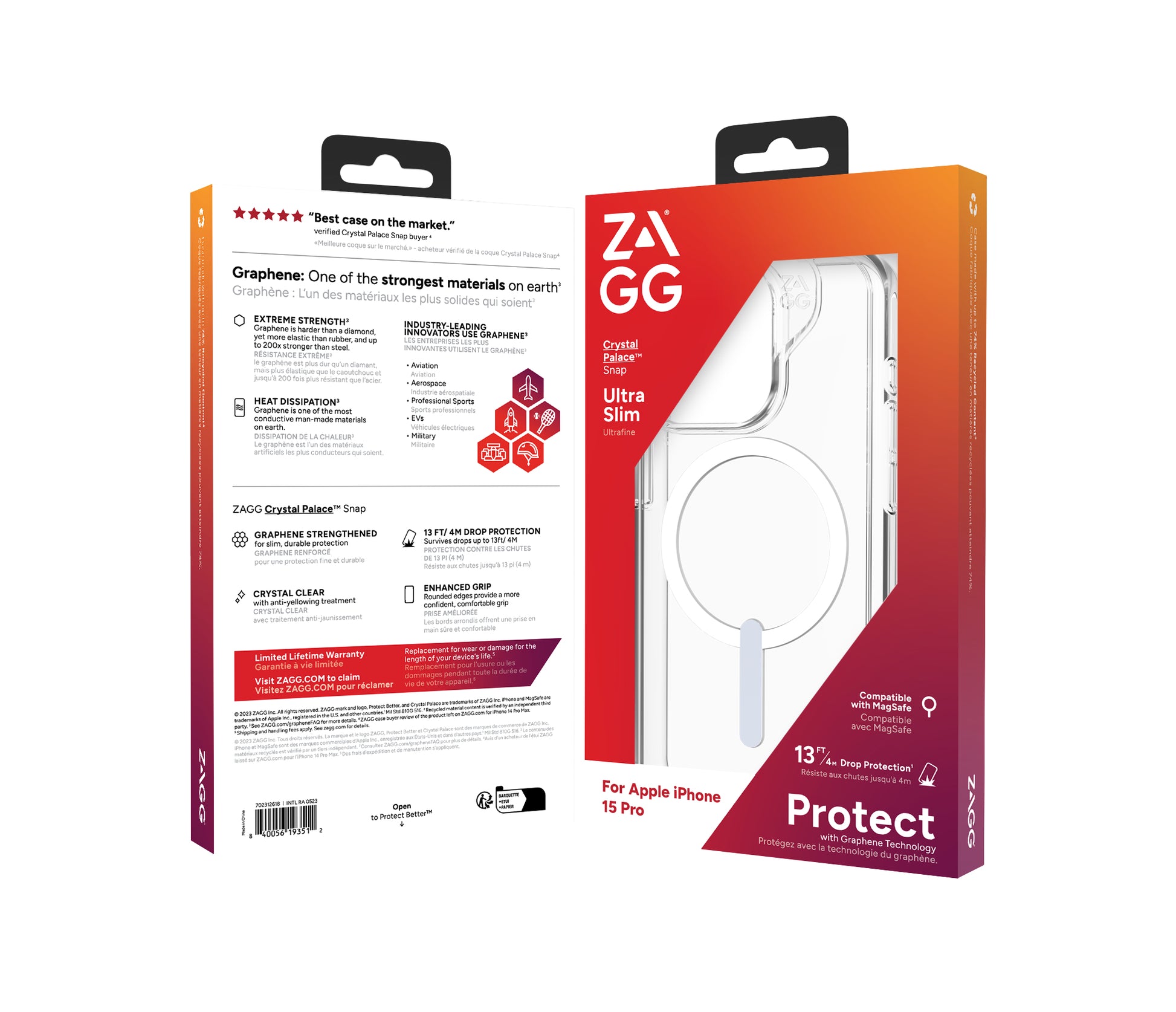 ZAGG Backcover Crystal Palace Snap – für Apple iPhone 15 Pro – transparent – MagSafe kompatibel