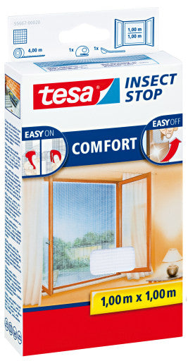 tesa Fliegengitter – für Fenster – 100 × 100 cm – weiss