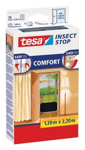 TESA Fliegengitter Tür – 120 × 250 cm – anthrazit – waschbar – für Türen