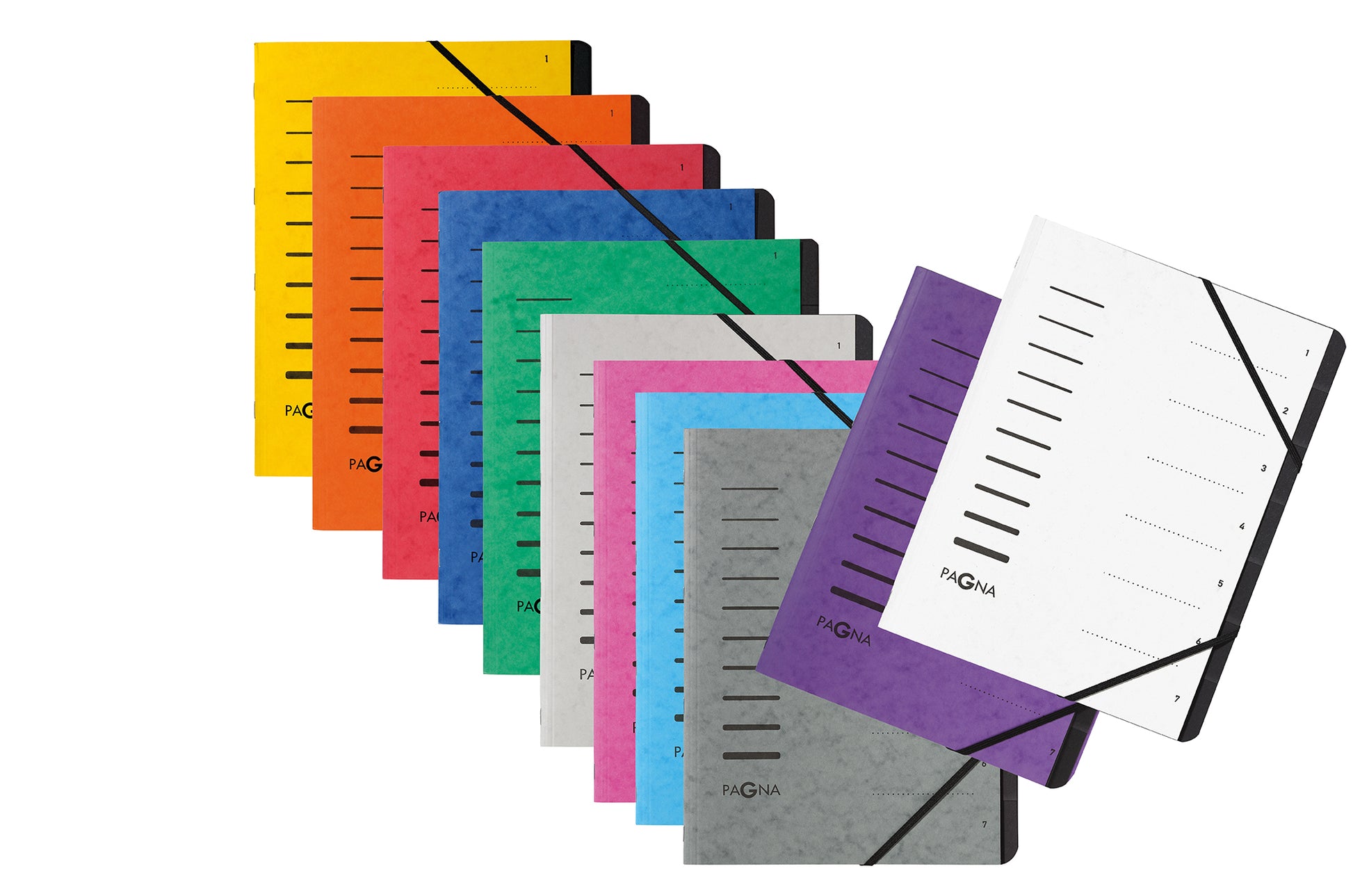 Pagna Fächermappe Sortiermappe A4 – 7 Fächer, Gummiband, Karton, Violett